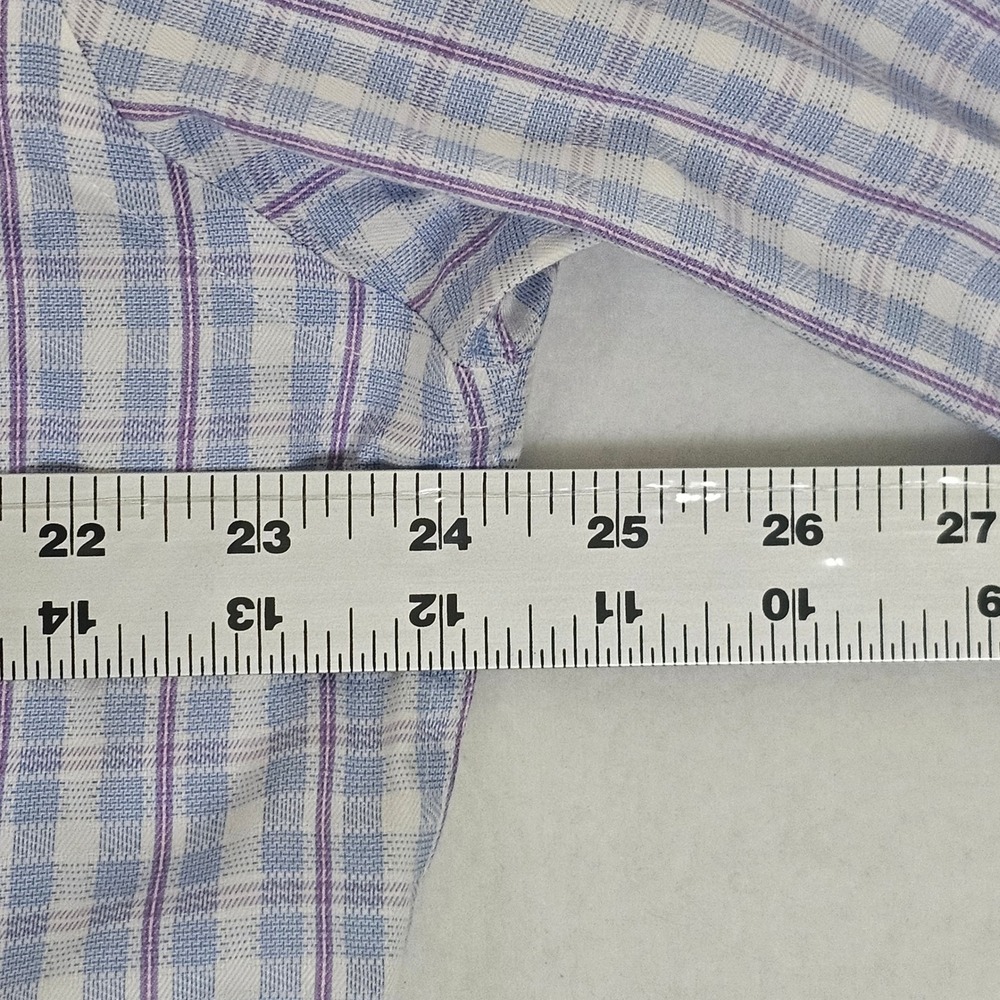 Egara Mens XL Blue Purple Plaid Non-Iron Cotton Long Sleeve Button Down Shirt - Picture 8 of 12